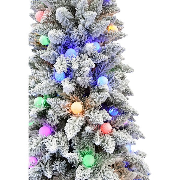 Fraser Hill Farm 6.5-Ft. White Tail Pine Snow Flocked Christmas Tree