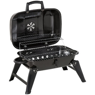 Portable folding outdoor desktop charcoal grill