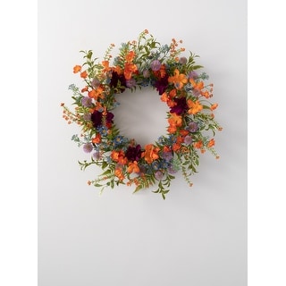 Sullivans Artificial Dahlia Mix Wreath 21"W Green
