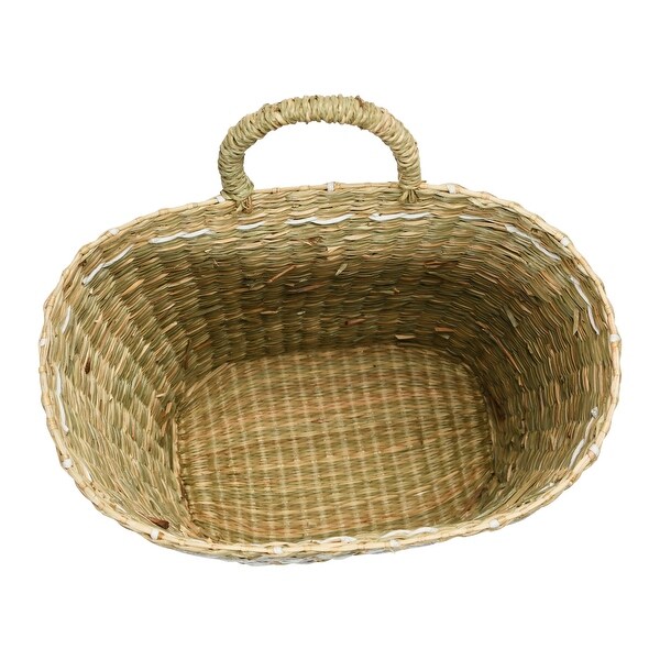 Hand-Woven Seagrass Wall Basket with Handle - 11.0"L x 7.9"W x 15.0"H