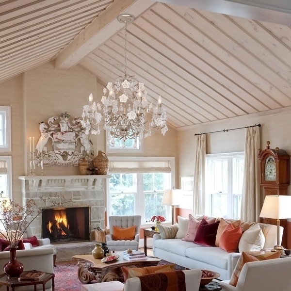 Vintage Decorative Rose Crystal Palace Chandelier