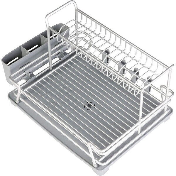 Dish Drying Rack with 360° Swivel Drain Board and Drain Spout - 21.5" (L) x 15" (W) x 11.5" (H)