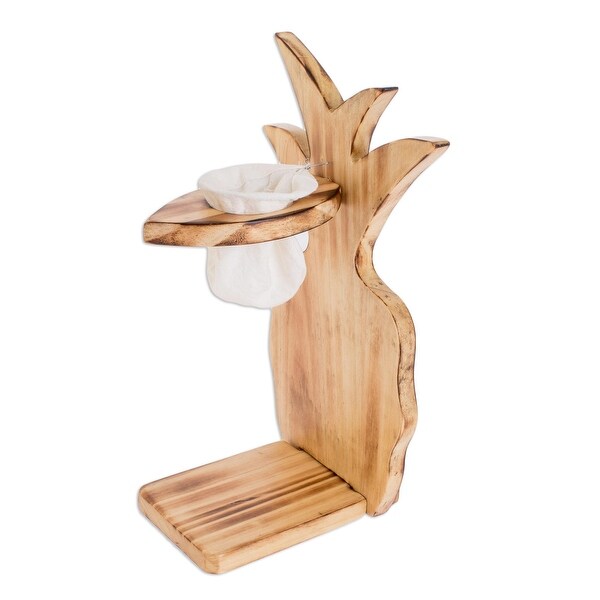 Novica Handmade Jungle Cafe Wood Single-Serve Drip Coffee Stand