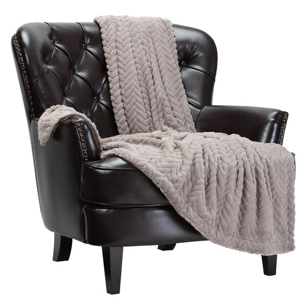 Chanasya Faux Fur Embossed Textured Throw Blanket