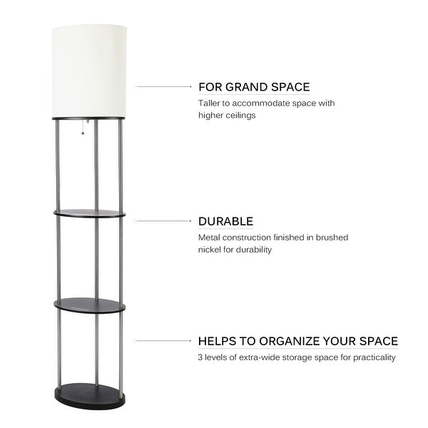 CO-Z 63-inch Modern Etagere Floor Lamp with 3 Wood Storage Shelves