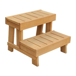 ALEKO Hemlock Wood Sauna Step Stool Bench and Storage Shelf
