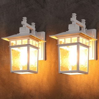 2-Pack Dusk to Dawn Wall Lantern, Water Ripple Wall Sconce