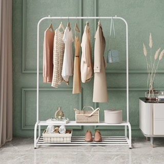 Metal Clothing Garment Rack with Shelves