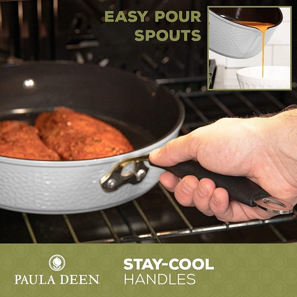 Paula Deen DFCW12S Family 14 Piece Ceramic Non-Stick Cookware Set, Stainless