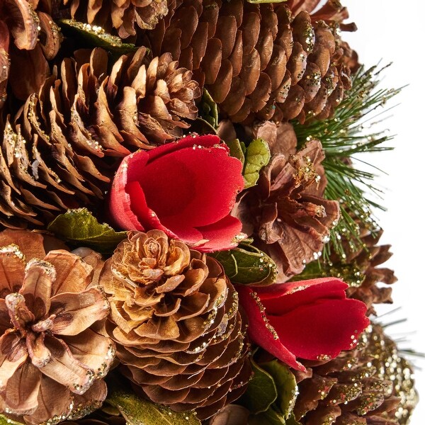 Mariana Pre-Decorated Pine Cone and Glitter Artificial Tabletop Christmas Tree by Christopher Knight Home