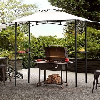 13x4.5Ft Steel Double Tiered Patio BBQ Grill Gazebo