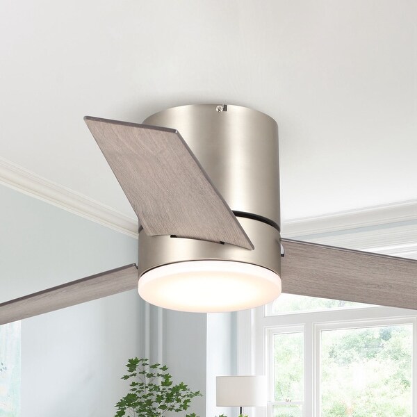 Modern 48" Wood 3-Blade LED Hugger Ceiling Fan with Remote
