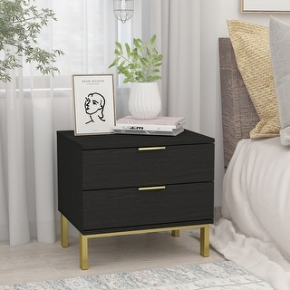 Modern Metal/ Chipboard 2-Drawer Nightstand