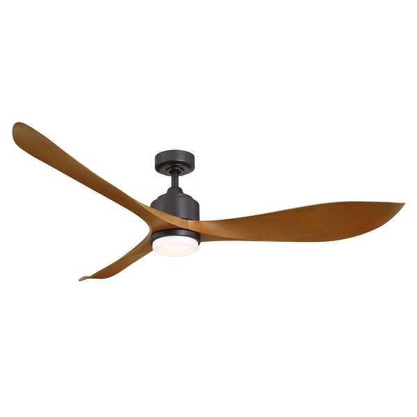 66" Modern Brown 3-Blade Dimmable Ceiling Fan with Light and Remote