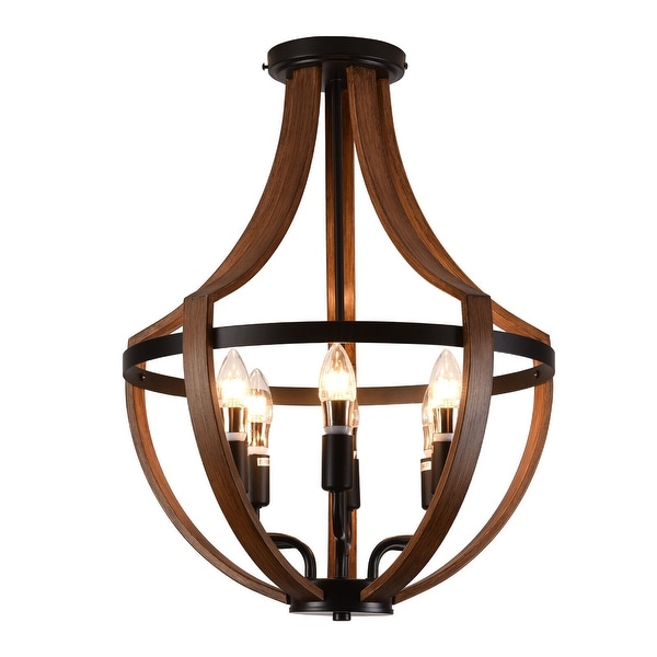 Farmhouse Wood Chandelier Rustic Ceiling Light Pendant