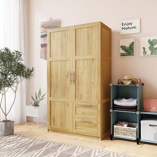 High wardrobe and kitchen cabinet with 2 doors,2 drawers and 5 storage spaces