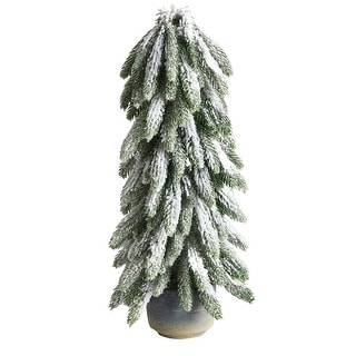 21" Flocked Christmas Tree in Decorative Planter - 21