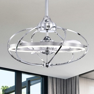 Elisabeta 25 Inch Chrome Finished Modern LED Ceiling Fandelier with Remote