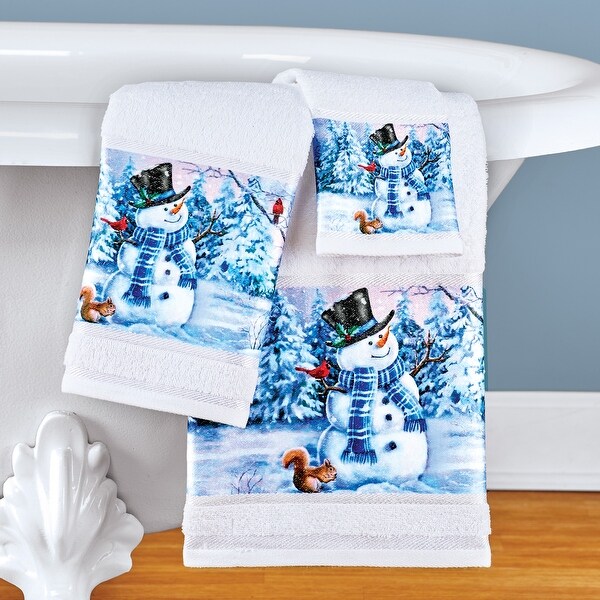 Winter Wonderland Snowman Printed Towels - Set of 3 - 9.500 x 6.500 x 3.000