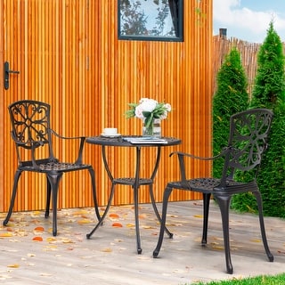 Outdoor 3-Piece Cast Aluminum Patio Set with 1.77" Umbrella Hole