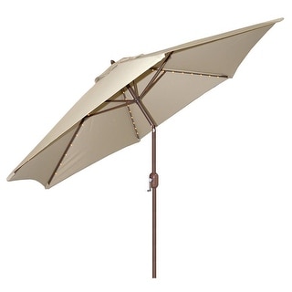 TropiShade 9-foot Beige Aluminum Bronze Lighted Market Umbrella