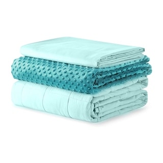 YnM 3 Piece Set 20 Pound Premium Glass Bead Weighted Blanket with 2 Duvet Covers