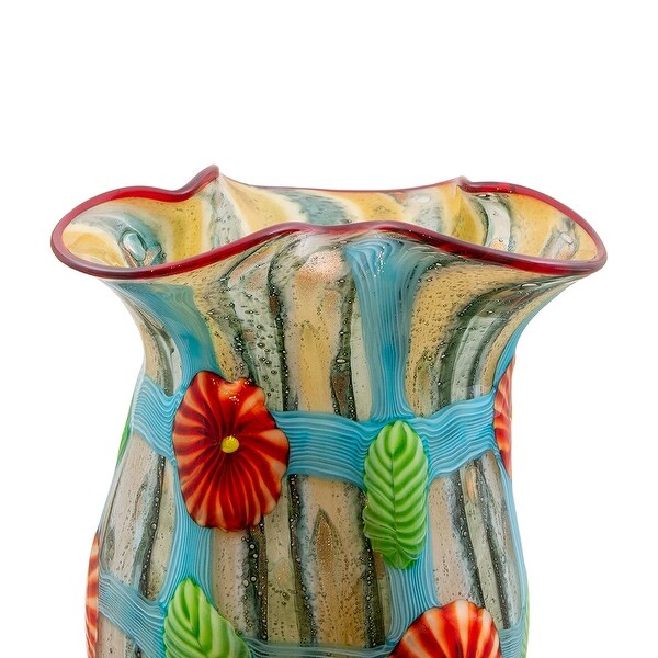 Plazio Hand Blown Art Glass Vase