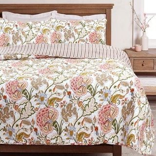 Cozy Line Breezy Floral 3 Piece Reversible Cotton Quilt Set