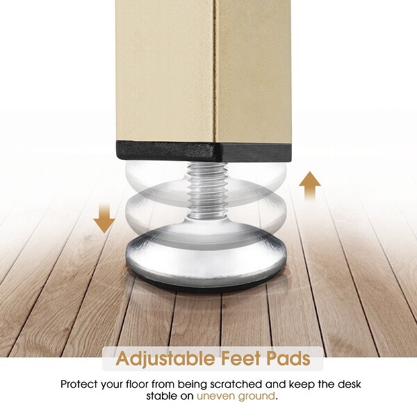 Mcombo Computer Gaming Desk Office Desk with 3-Tier Shelves, White Desk for Small Space, Gaming Desk with CPU Stand, Vanity Desk