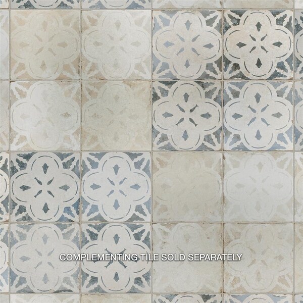 Merola Tile Kings Aurora Encaustic 17.63" x 17.63" White Ceramic Floor and Wall Tile