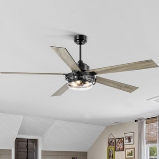 60 In Black Indoor Ceiling Fan with Light Remote Control(5 Blade)