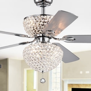 Swarana Chrome Dual Lighted Ceiling Fan with Crystal Shades