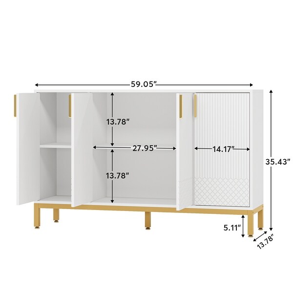 55 Inch Kitchen Cabinet, Modern Buffet Sideboard Cabinet with Doors