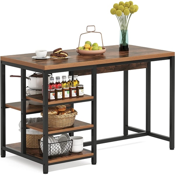 Tribesigns Small Kitchen Island Table with Storage Shelves, Dining Table (Not Including Stools)
