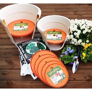 Bloem Ups-A-Daisy Round Planter Insert: 12" - Orange - Durable Resin Disk, Drainage Holes, Place Inside A Planter