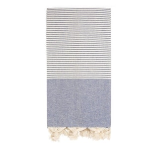 Navy Beach Towel - Striped Authentic 100% Turkish Cotton Beach & Bath Towels - Citizens of the Beach Collection