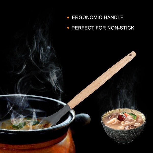 Silicone Soup Ladle Spoon 12.4 " One Piece Design Cooking Utensil - Gray - 12.4" x 3.1"(L*W)