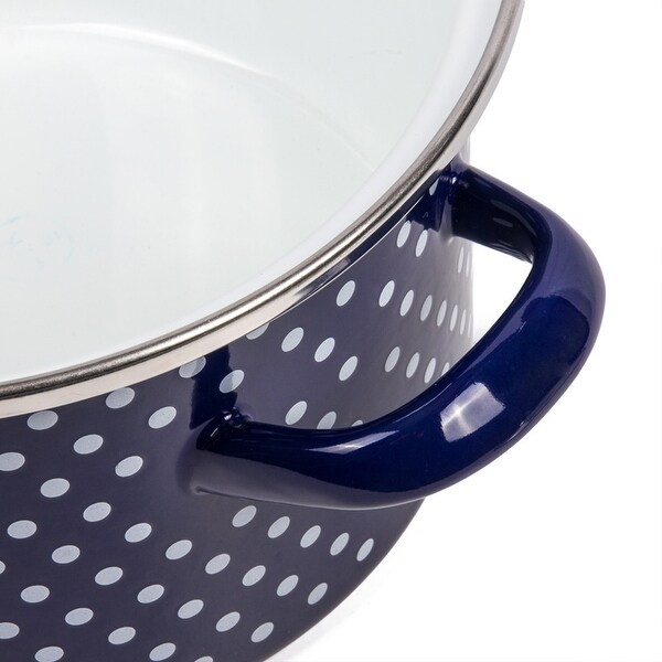STP Goods Blue Polka Dot Enamel on Steel 5.3-quart Pot w/ Glass Lid