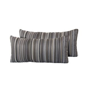 Black Stripe Outdoor Throw Pillows Rectangle Set of 2