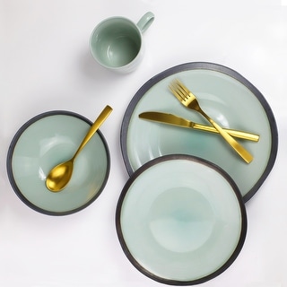 Euro Ceramica Diana Green Porcelain 16 Piece Porcelain Dinnerware Set (Service for 4)