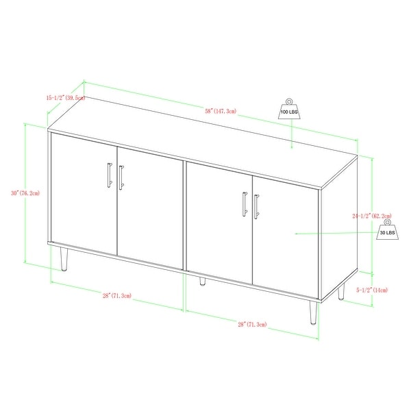 Middlebrook Cassandra 58-inch Mid-Century Modern 4-Door Buffet