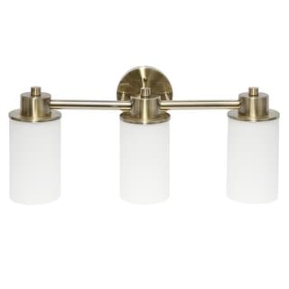 Three Light Metal w Opaque Glass Shade Vanity w Round Back