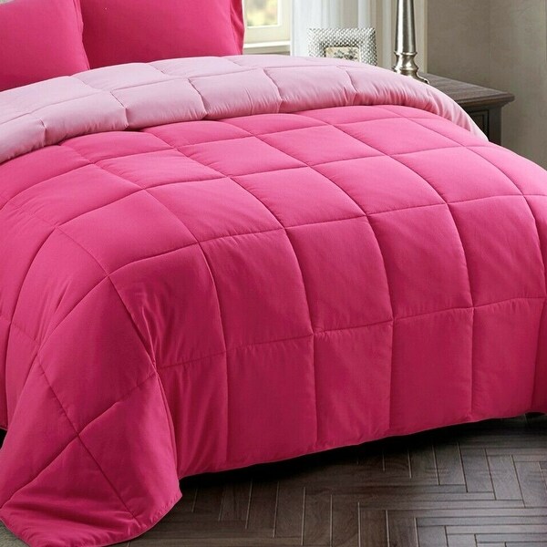 Down Alternative Comforter Set 3 PCS with Shams King Pink