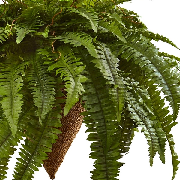 Nearly Natural Giant Boston Fern Hanging Basket - Green