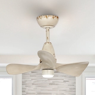 28" Farmhouse White 3-Blade LED Ceiling Fan with Light and Remote
