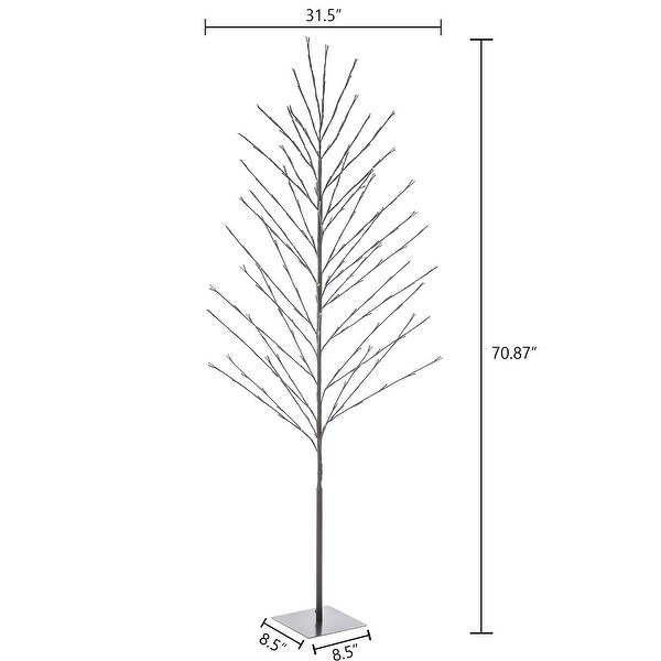 70.87" H Artificial Brown Birch Christmas Tree with LED Lights