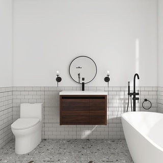 30 inch Bathroom Vanity with White Resin Top and Basin