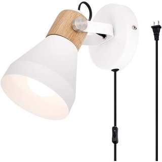 Modern wall lights with plug in cord white swing