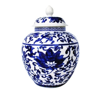 Blue and White Porcelain Helmet-shaped Lotus Temple Jar