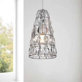 Lazarus Chrome 1-Light Pendant with Crystal Shade